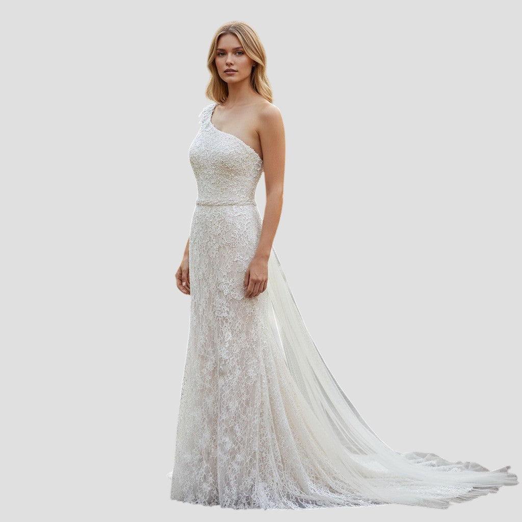 Mac Duggal Whimsical Lace Dreams: The One-Shoulder Wonder Gown