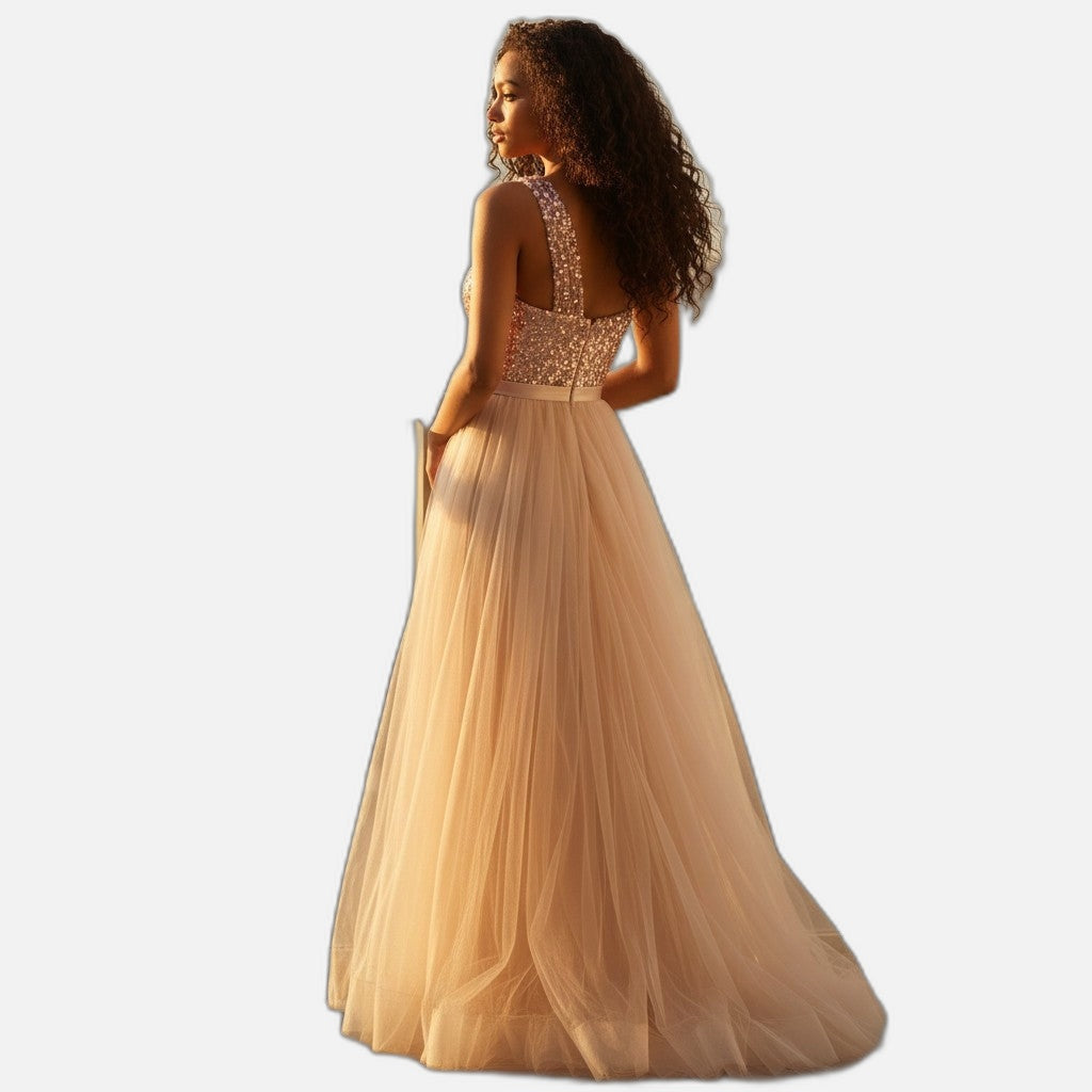 Glamorous One-Shoulder Sequin & Tulle Dress - Party Like a Star!