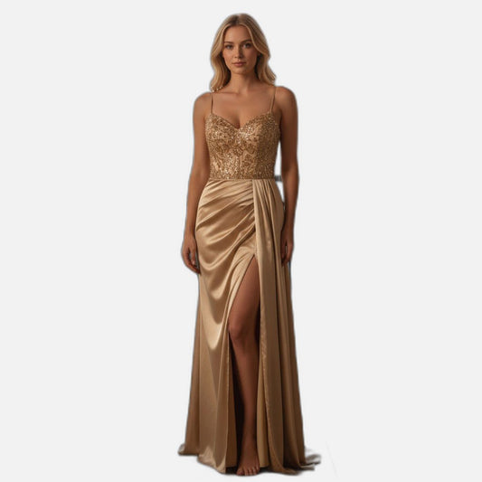 Sequined Party Dress - Champagne Toast Elegance