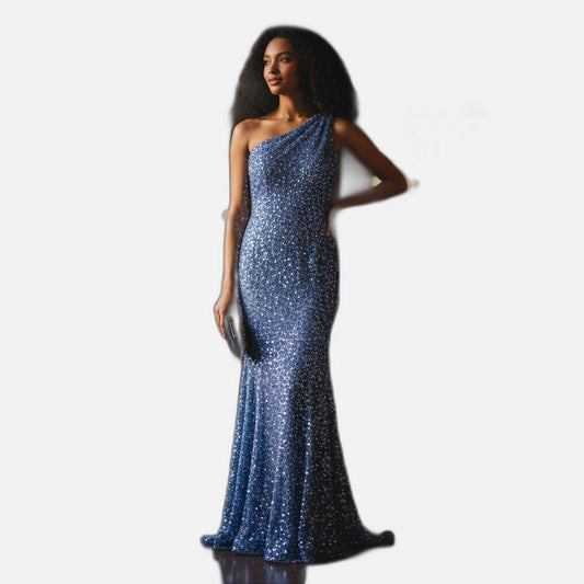 Sequined Party Dress - Cobalt Celebration