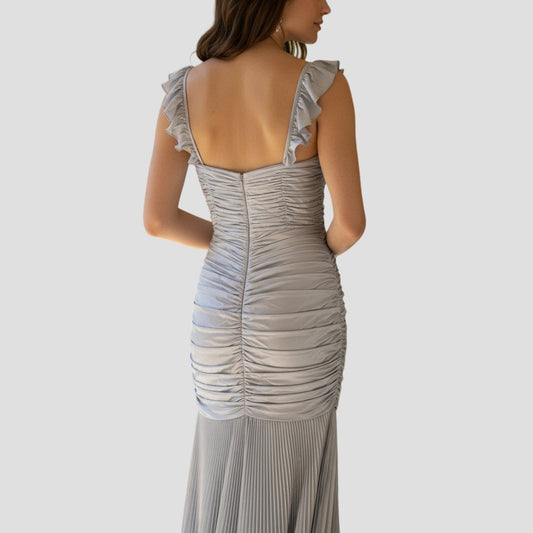 Mac Duggal Glistening Moonlight Pleated Evening Gown