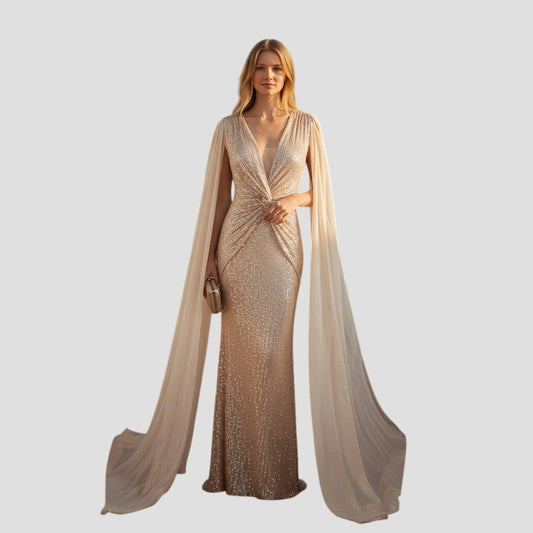 Glistening Goddess Evening Dress - Sparkle with Flair!