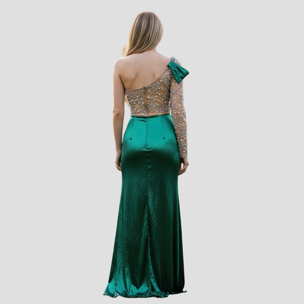Glamour Unleashed: Sequined Emerald Dream Dress