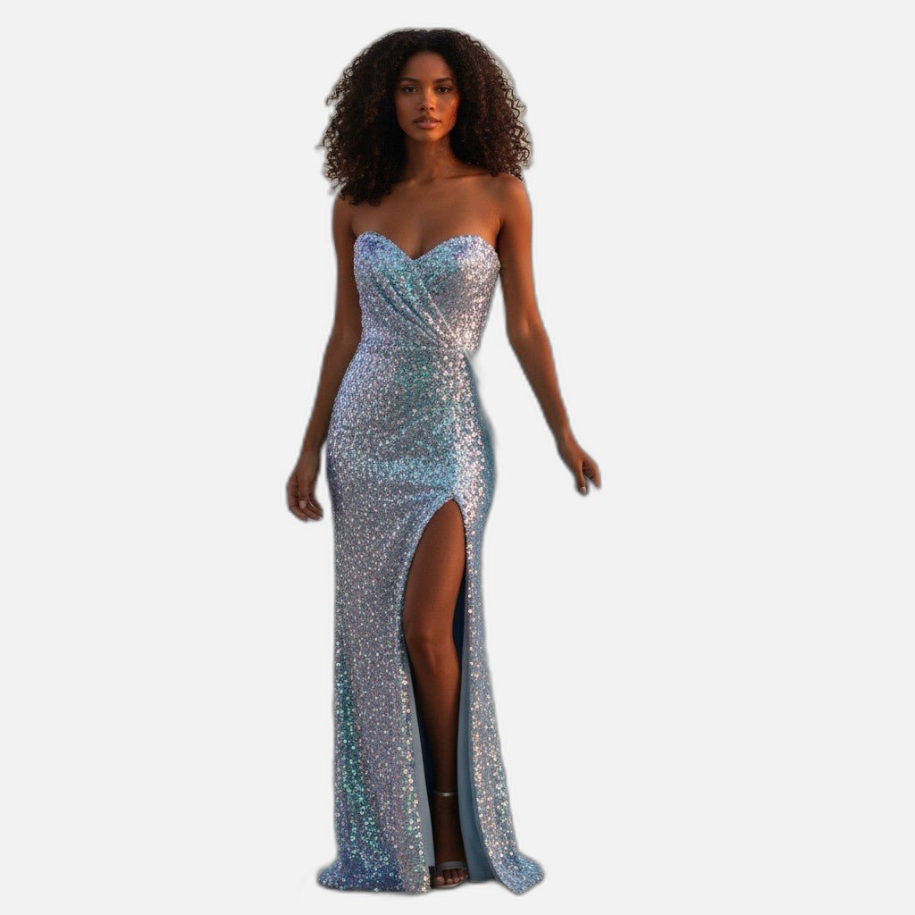 Sequined Party Dress - Sky Blue Radiance