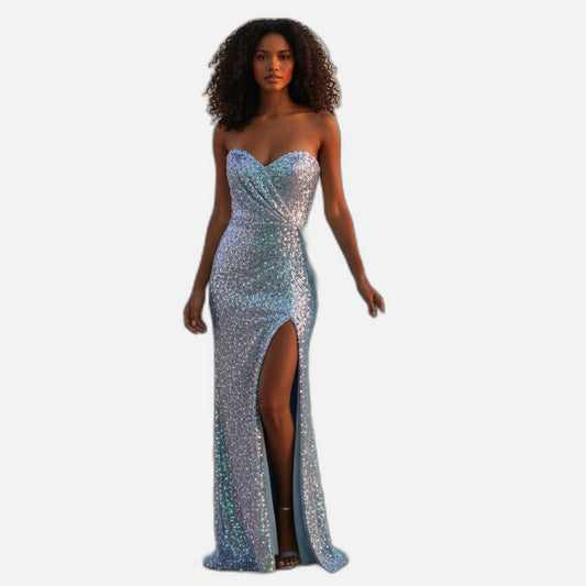 Sequined Party Dress - Sky Blue Radiance
