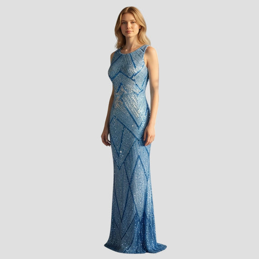 Sparkling Blue Diamond Diva Evening Gown