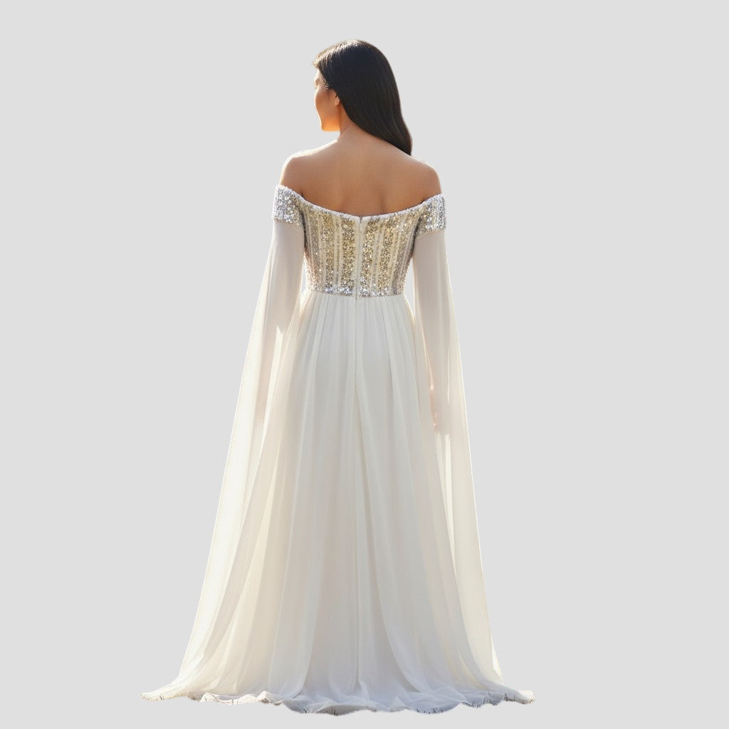 Enchanted Elegance: The Dreamy Off-Shoulder Maxi Dress