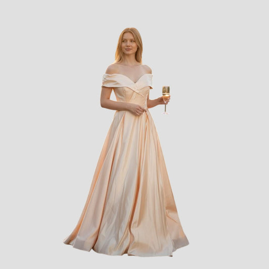 VIP Bridal Peach Dreams Satin Ballgown - Feel Like Royalty!