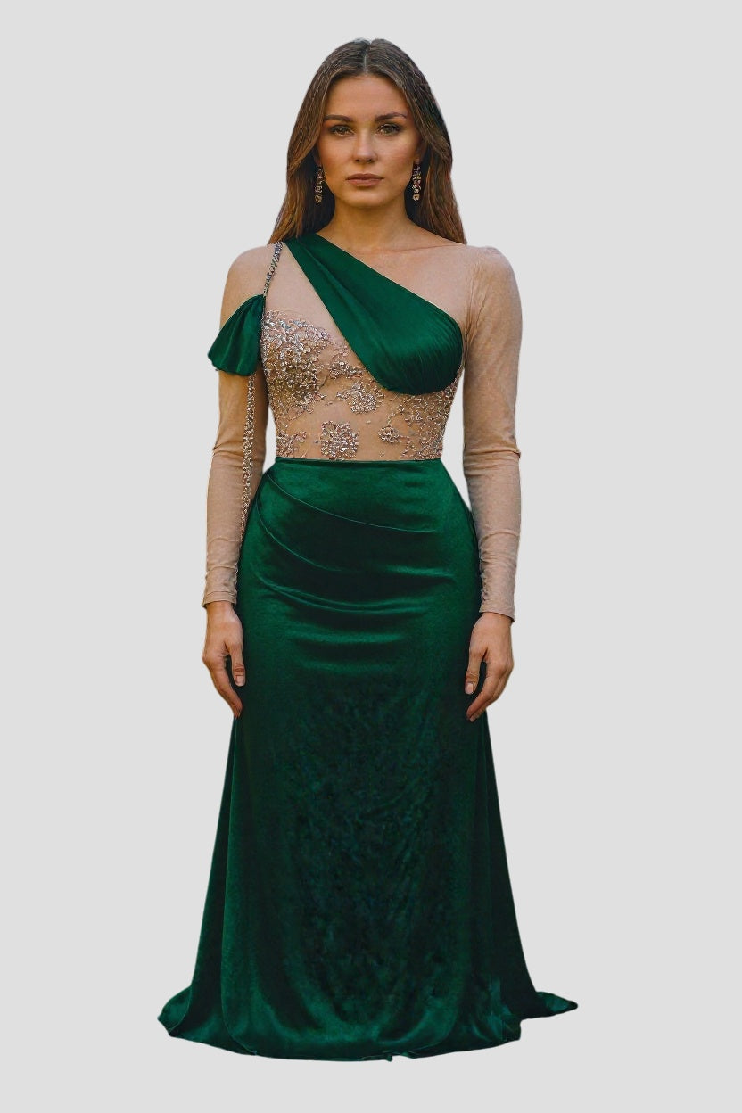 Glamour Unleashed: Sequined Emerald Dream Dress
