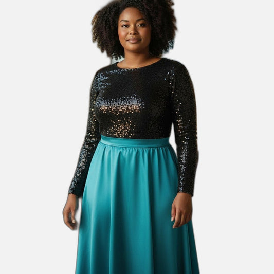 Sequined Party Dress - Midnight Teal Mystery