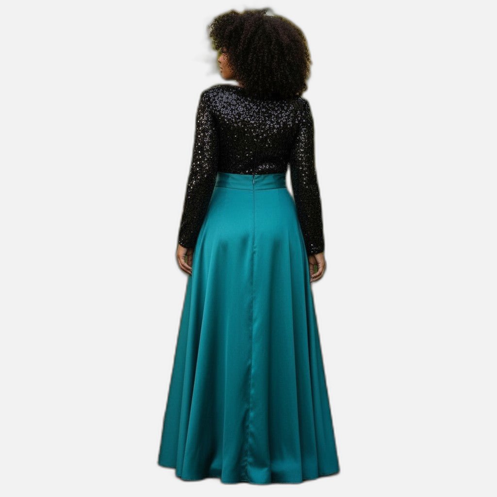Sequined Party Dress - Midnight Teal Mystery
