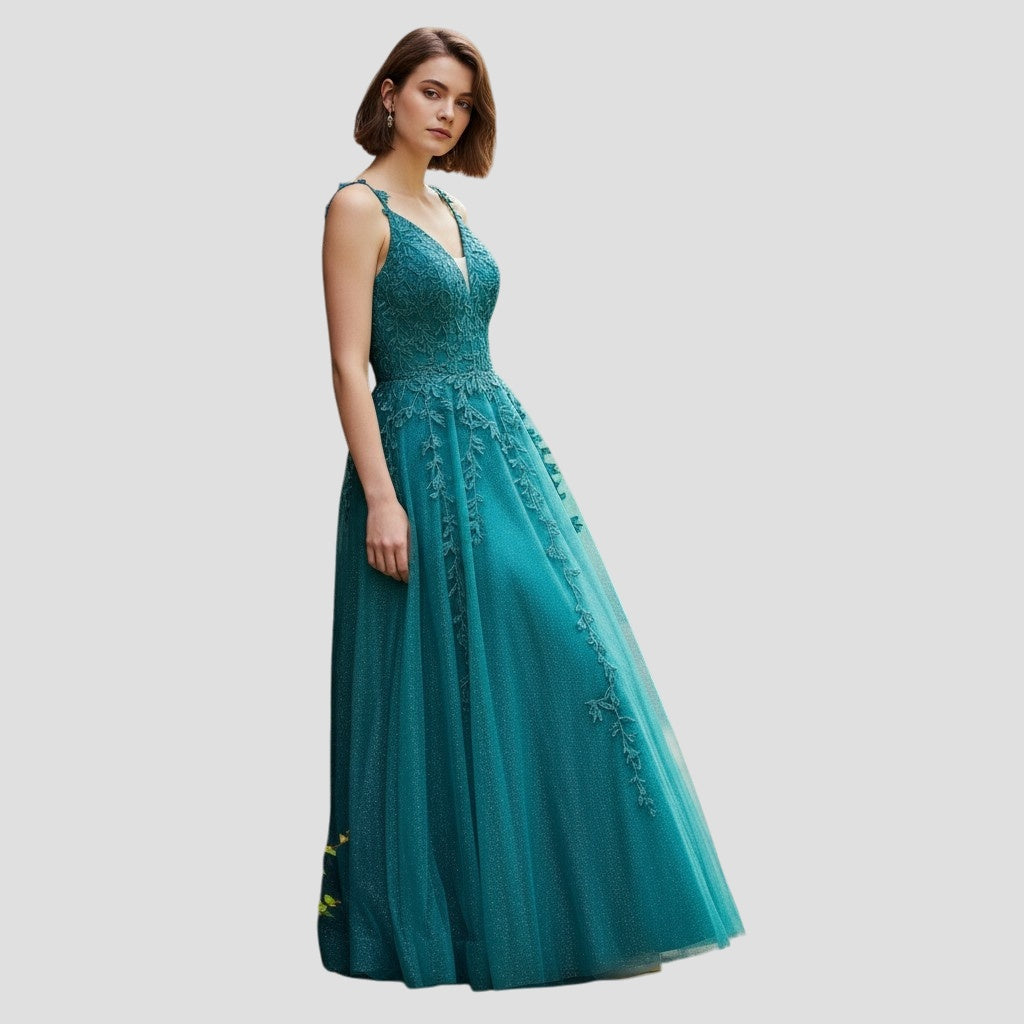 Teal Temptation: Enchanting Evening Gown