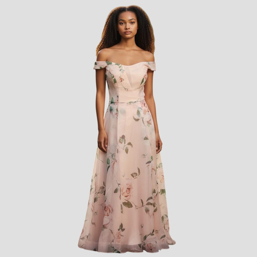 Blossom & Flutter Off-Shoulder Party Dress