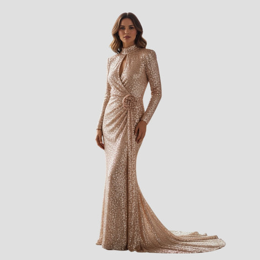 Glimmering Goddess: The Dazzling Evening Gown