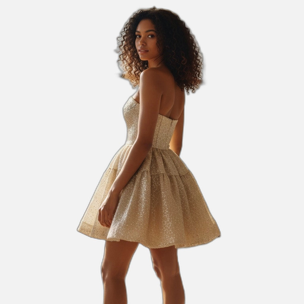 Glistening Dreams Strapless Cocktail Dress