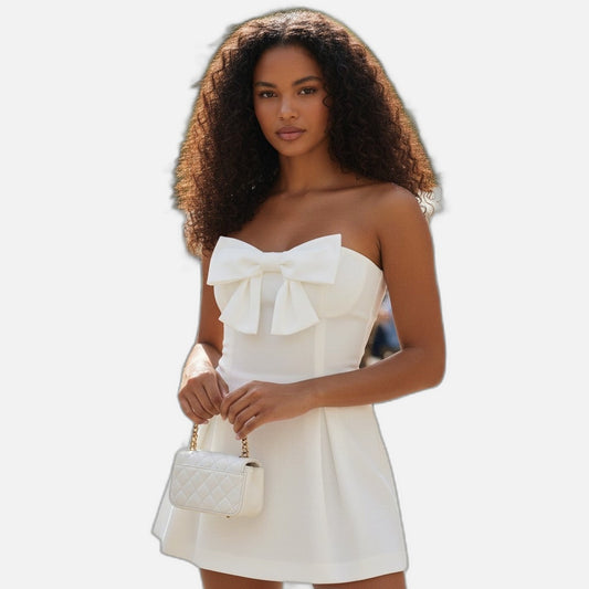 Elegant Strapless Dress with Bow - The Ultimate Flirt Alert!