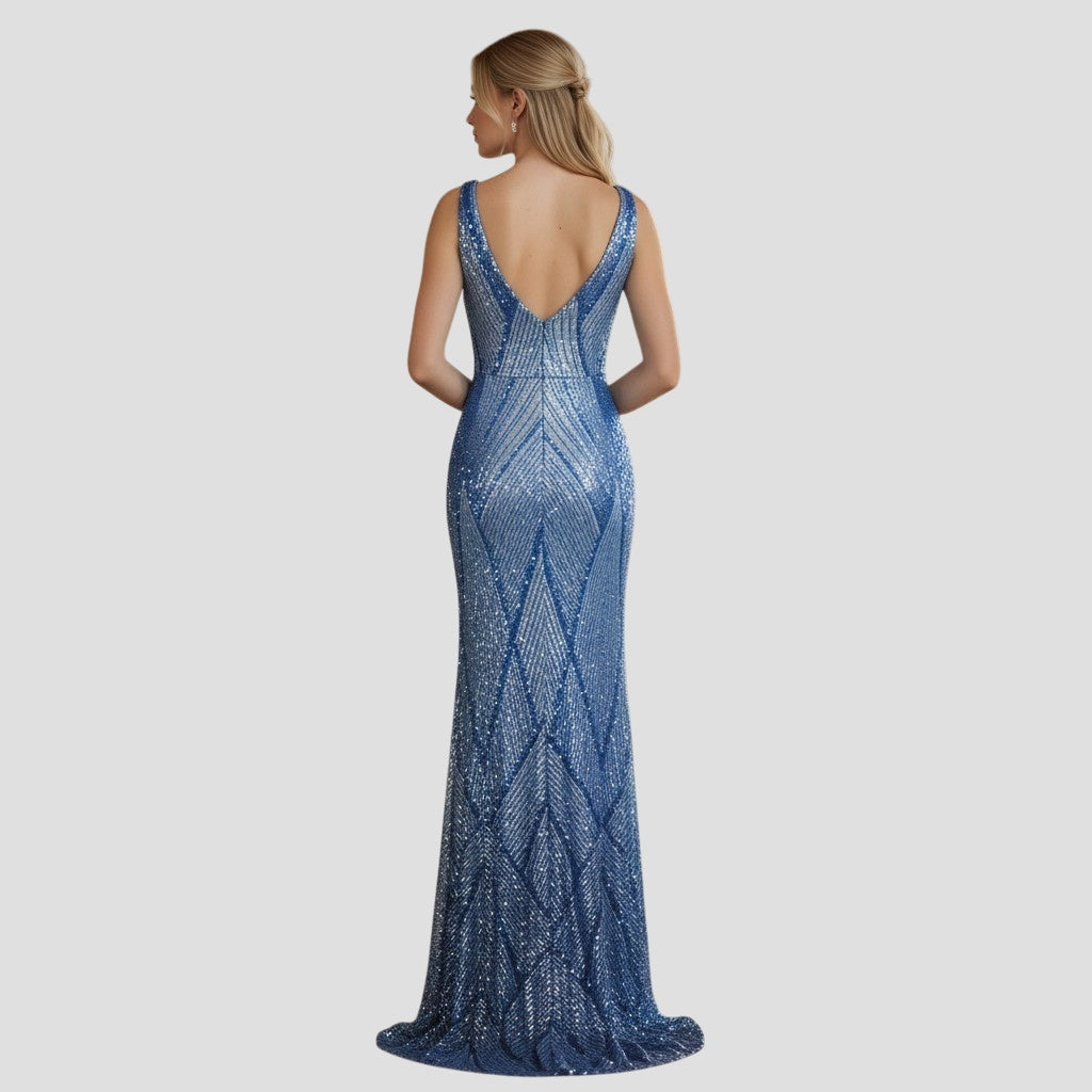Sparkling Blue Diamond Diva Evening Gown