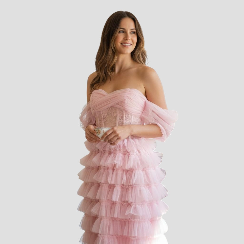 Whimsical Pink Cotton Candy Couture Dress