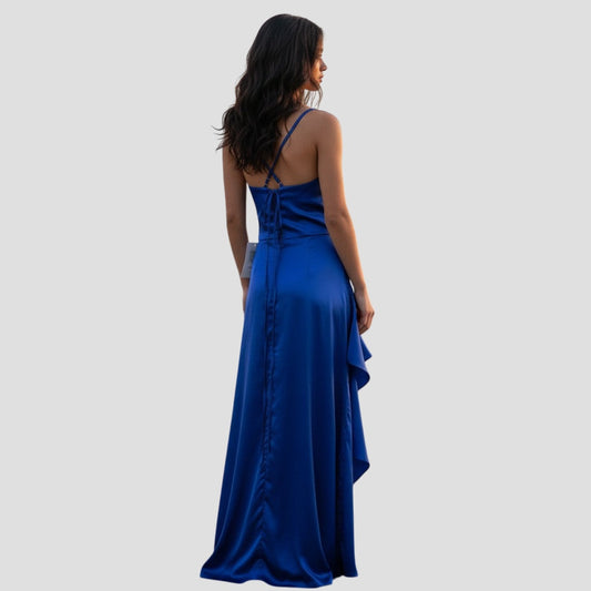 Sassy Evening Gown with Ruffled Slit