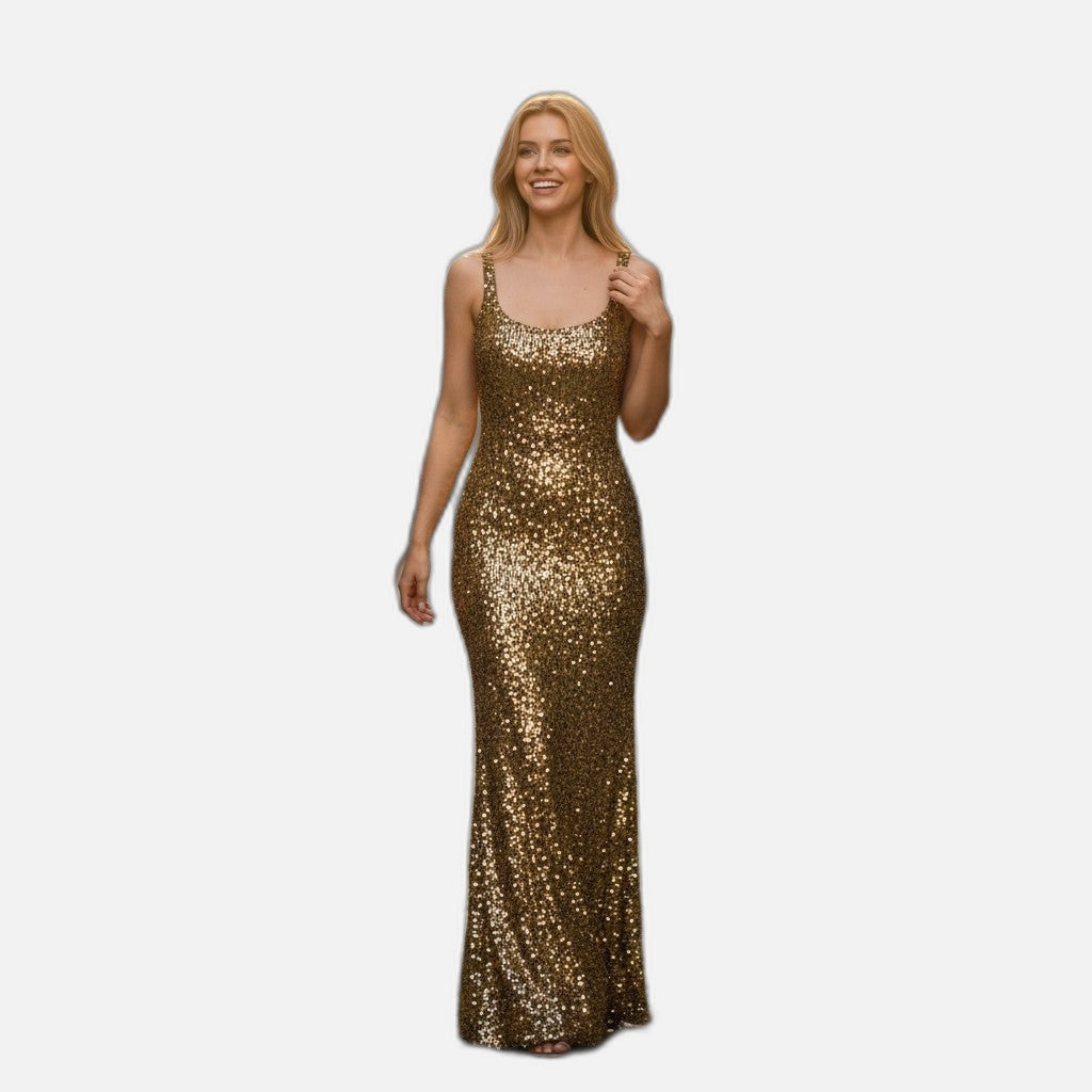 Glamorous Gold Sequin Maxi Dress - Shine Like You Mean It!