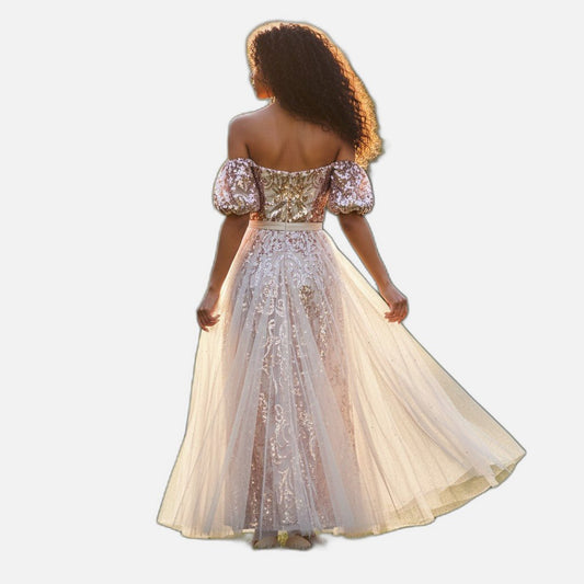 Sequined Party Dress - Rose Gold Radiance