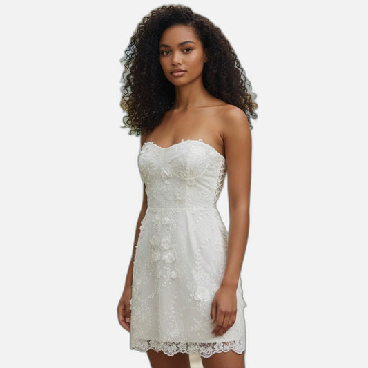 Whimsical White Lace Dream Wedding/Redeption Dress – Float Into Style!