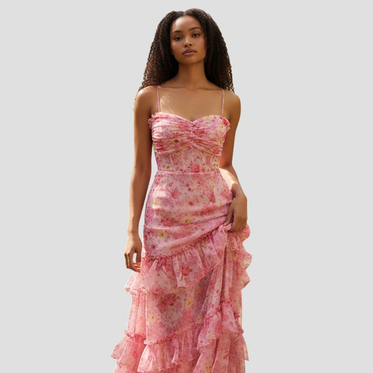 Whimsical Blossom Backless Gown – Make Flowers Jealous!