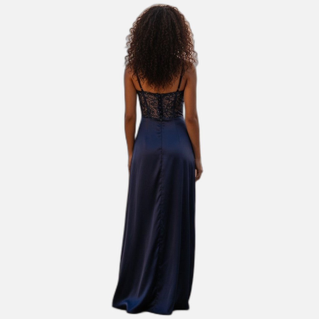 Sassy Evening Dress with Lace Bustier