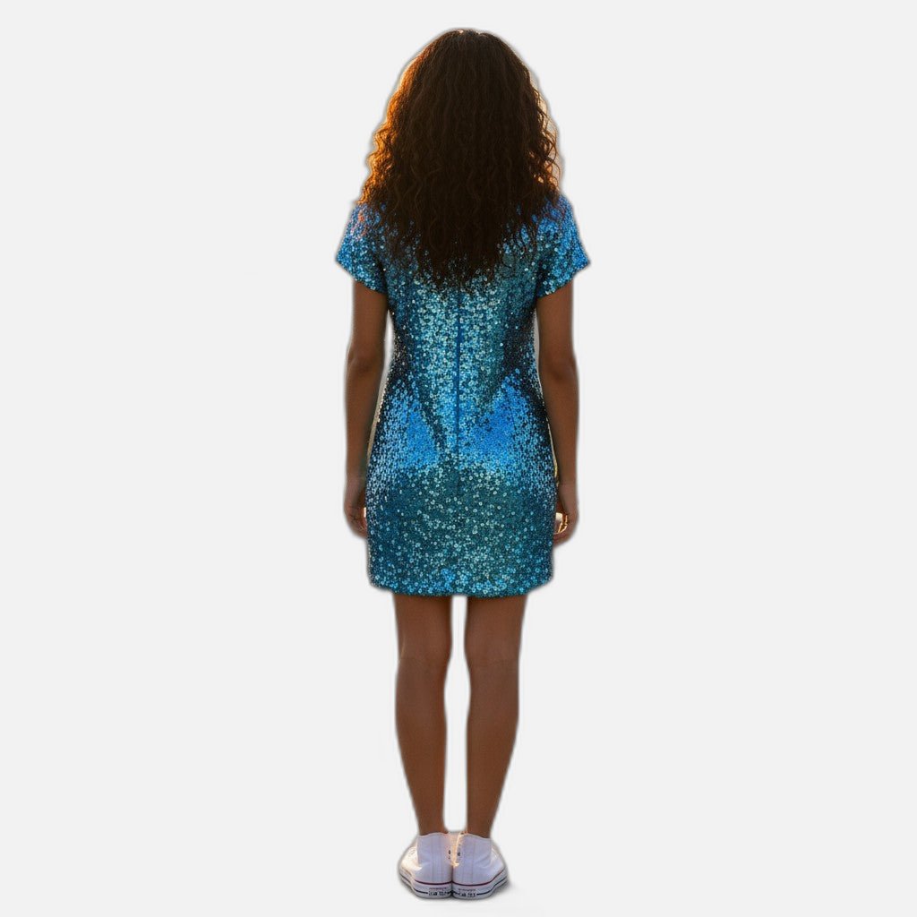 Dazzling Sequin Knee-Length Dress For Girls