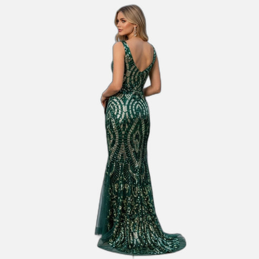Glamorous and Gold Sequin Prom Dress - Mermaid Magic!