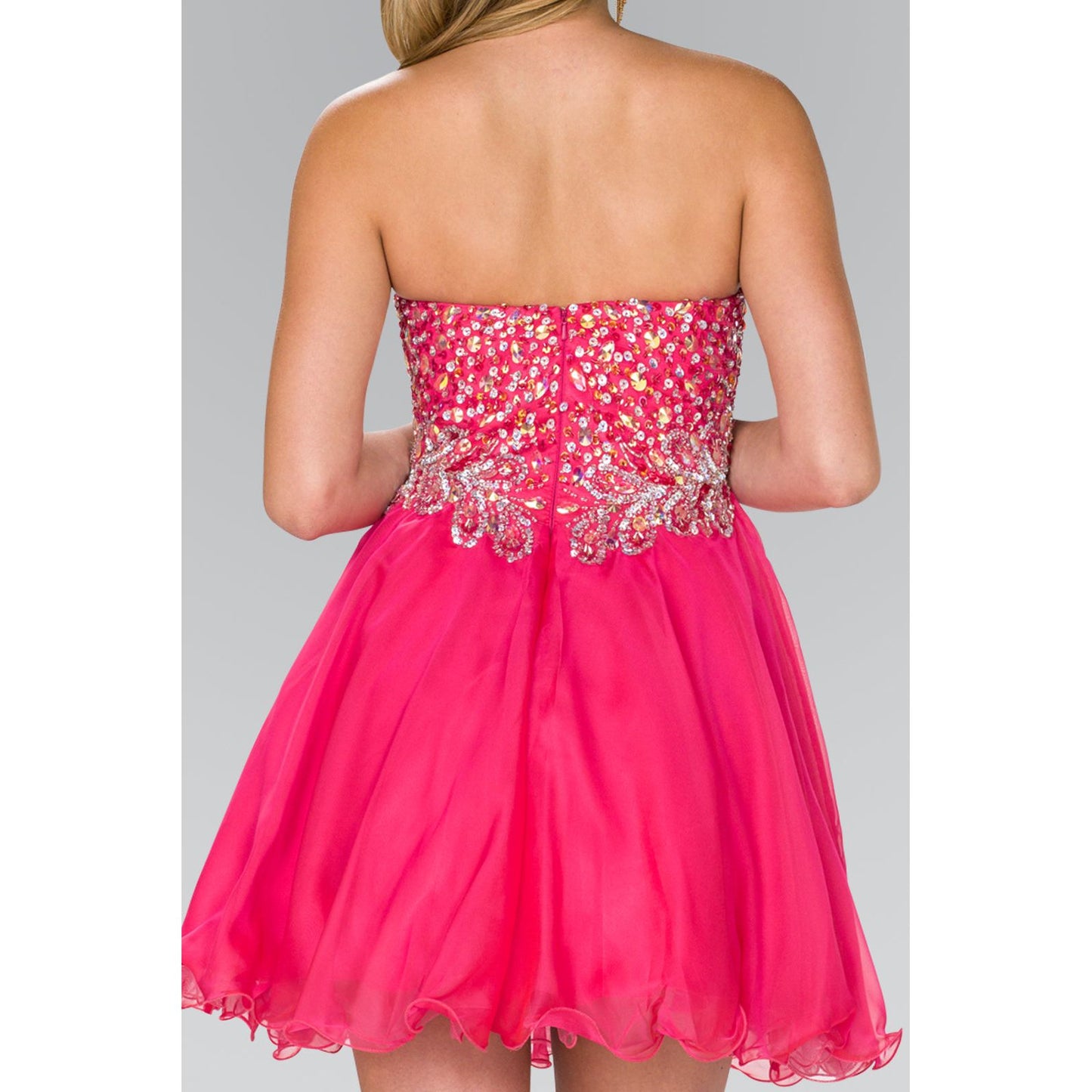 Strapless Sweetheart Short Dress with Jewel and Sequin Embellished Bodice-3