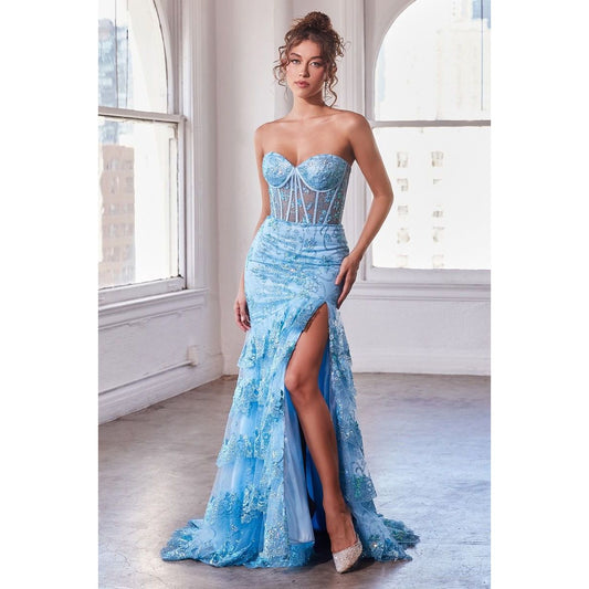 Strapless Layered Ruffle Mermaid Dress-0