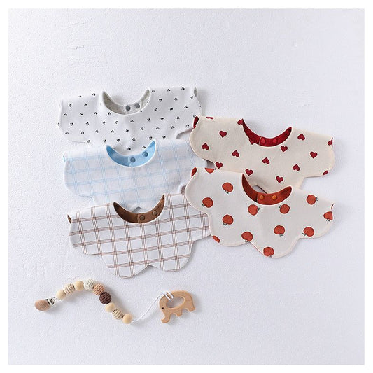 Adorable Simple Pattern Cotton Snap-on Flowers Shaped Bib-0