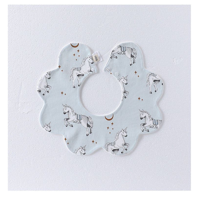 Adorable Simple Pattern Cotton Snap-on Flowers Shaped Bib-6