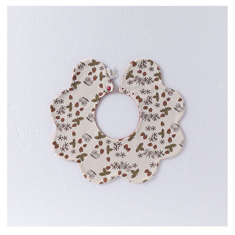 Adorable Simple Pattern Cotton Snap-on Flowers Shaped Bib-10