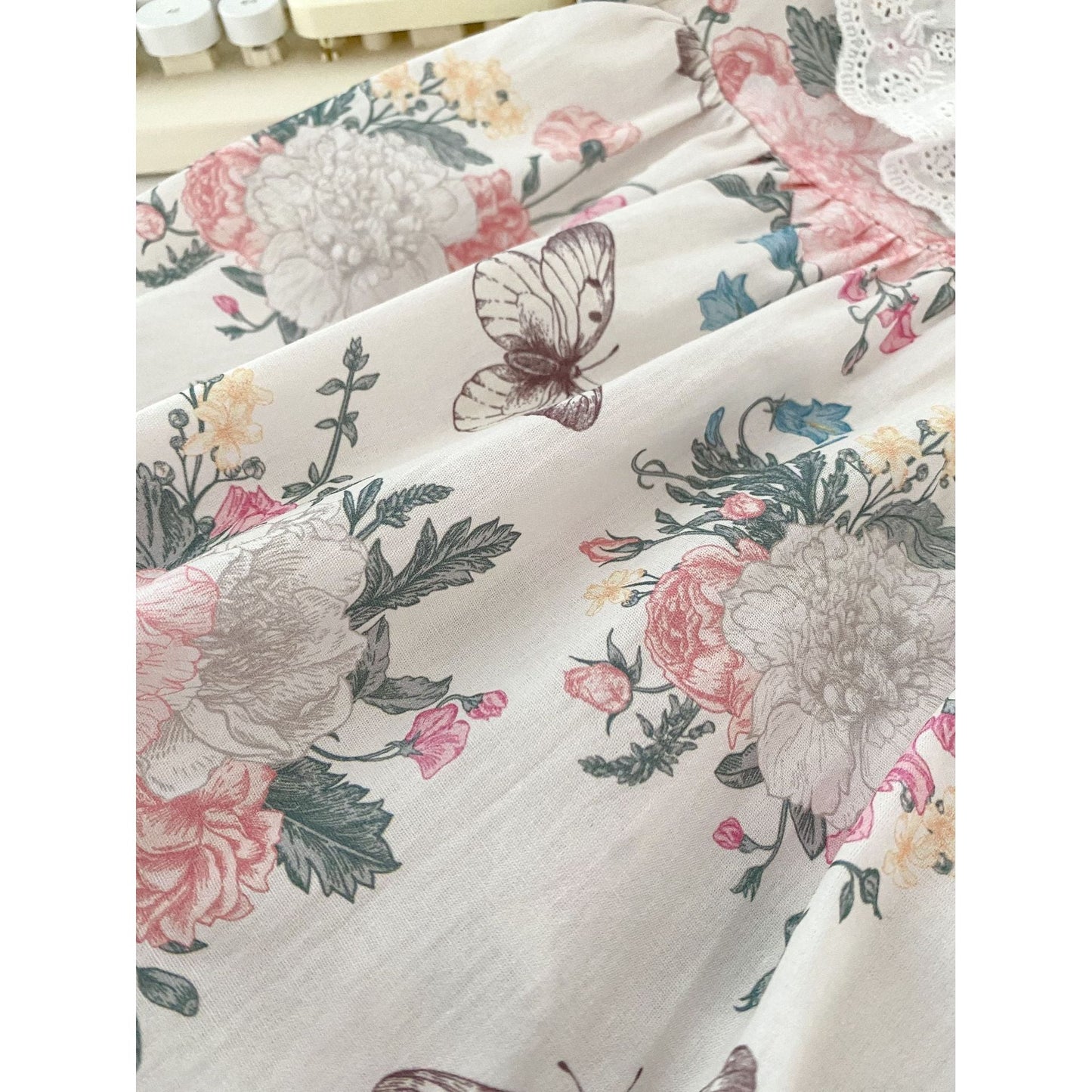 Summer Baby Girls Flowers And Butterfly Pattern Short Sleeves Onesies/Dress-4