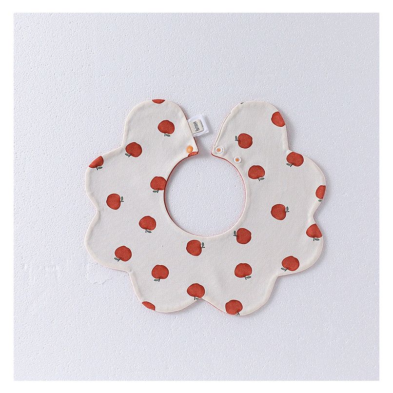 Adorable Simple Pattern Cotton Snap-on Flowers Shaped Bib-4