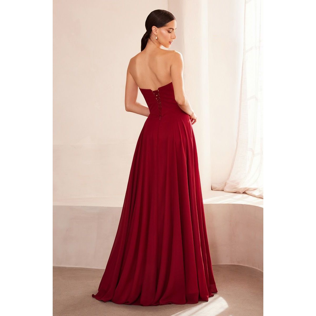 Strapless sweetheart neckline A-line dress-3