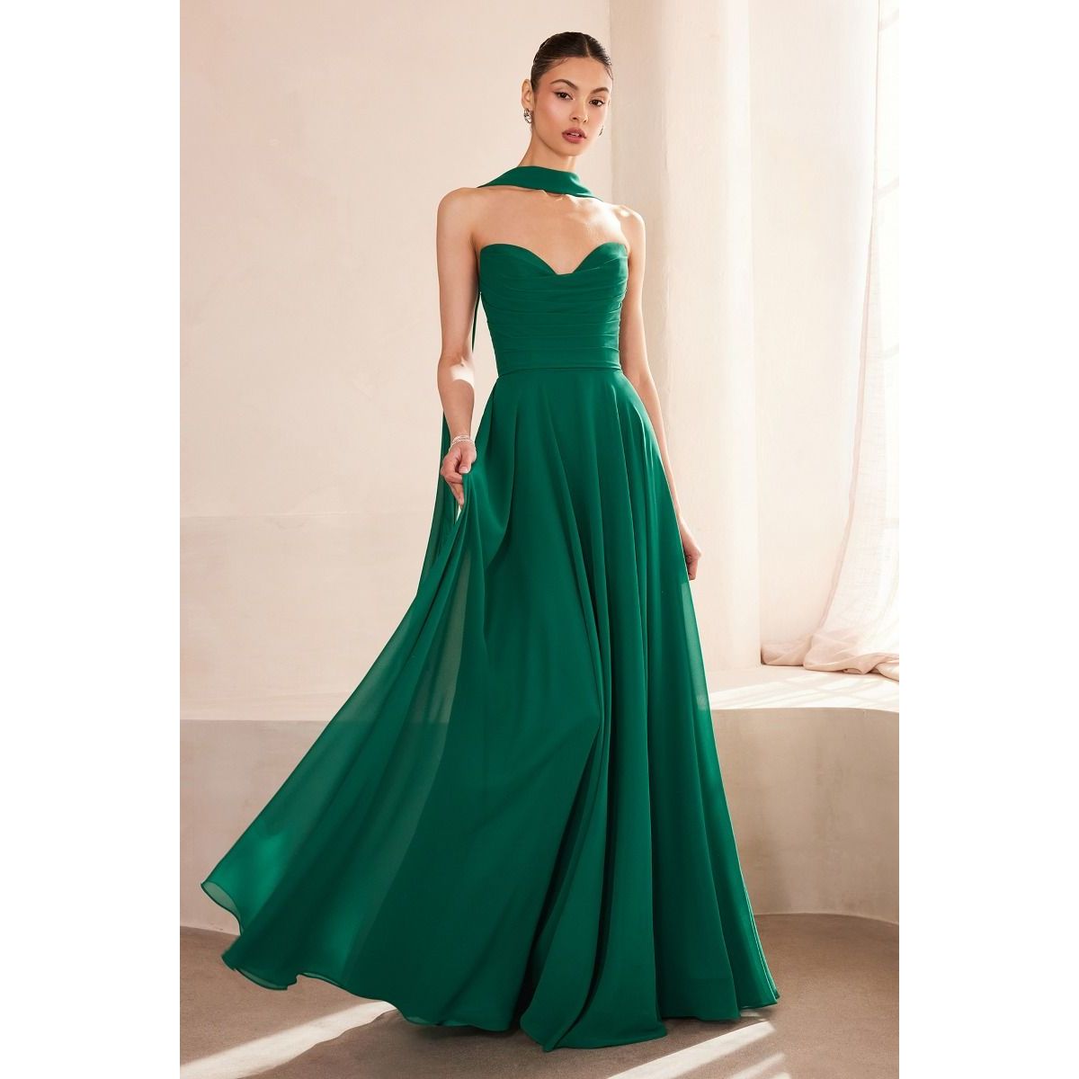 Strapless sweetheart neckline A-line dress-4