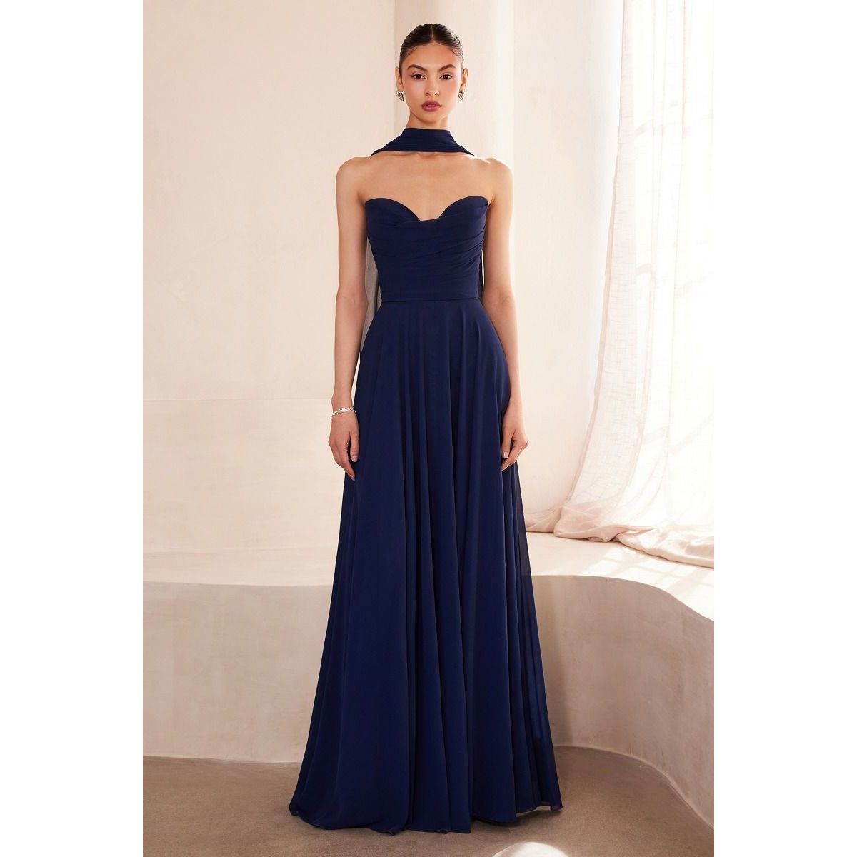Strapless sweetheart neckline A-line dress-7