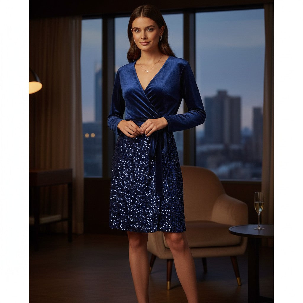 Velvet & Sequin Mini Dress - Party Ready!