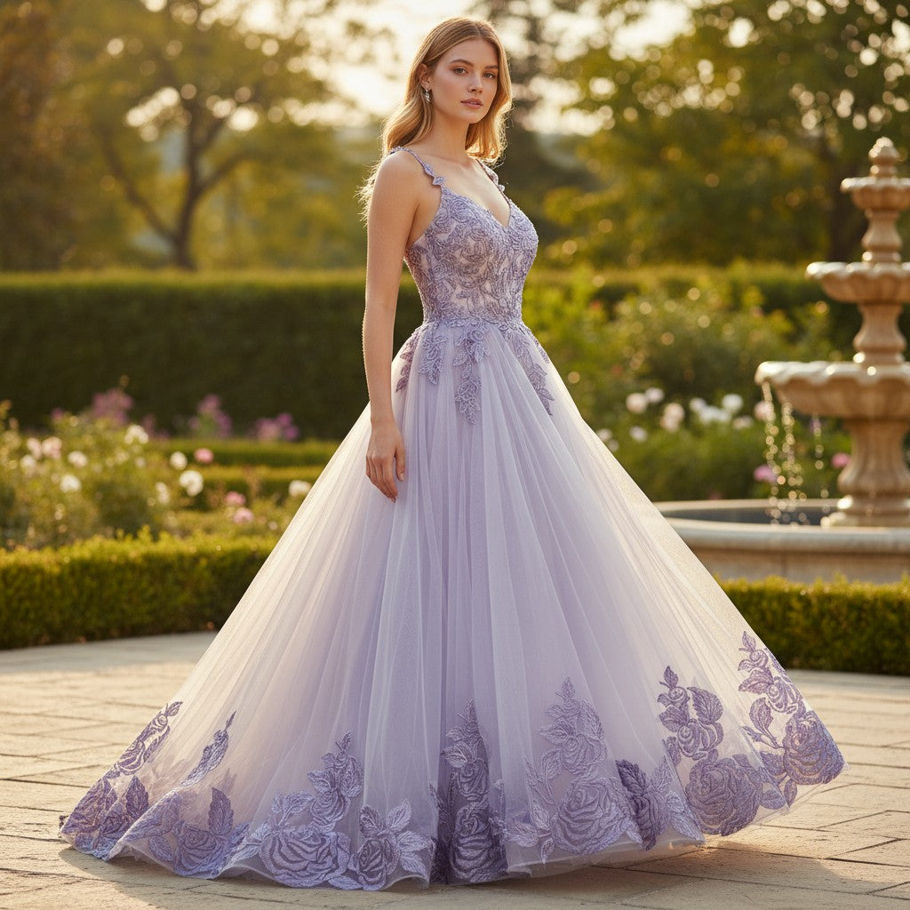 Lavender Dreamscape Ball Gown: Dance Like No One's Watching!