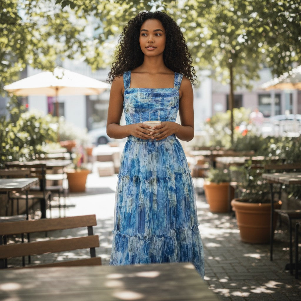 Dreamy Ocean Wave Maxi Dress: Make a Splash this Season!