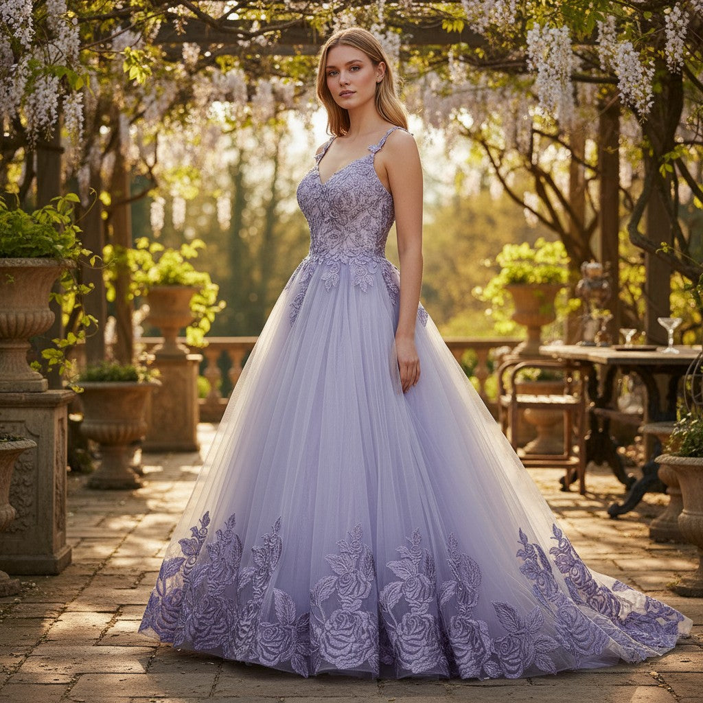Lavender Dreamscape Ball Gown: Dance Like No One's Watching!