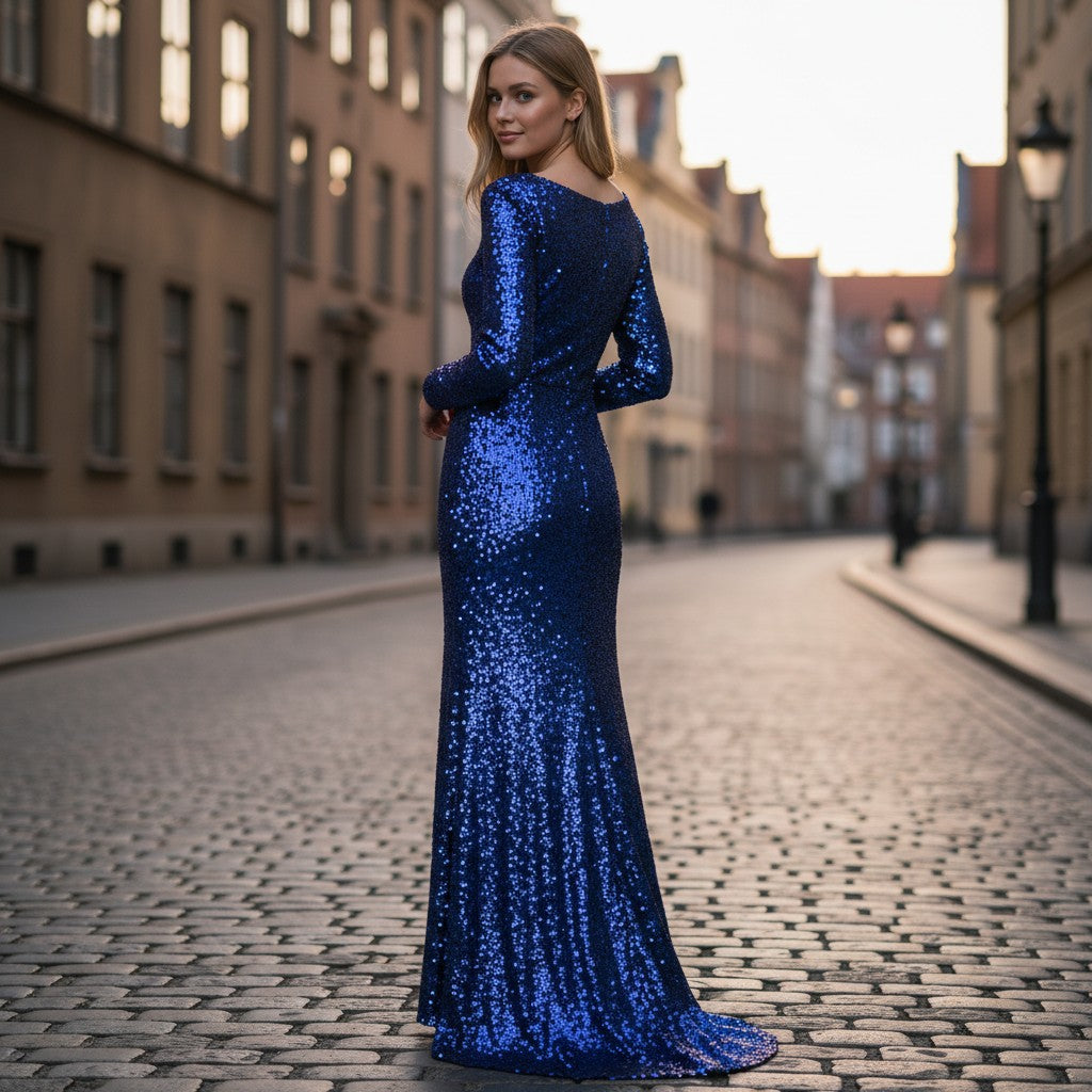 Sequined Party Dress - Ocean Blue Odyssey