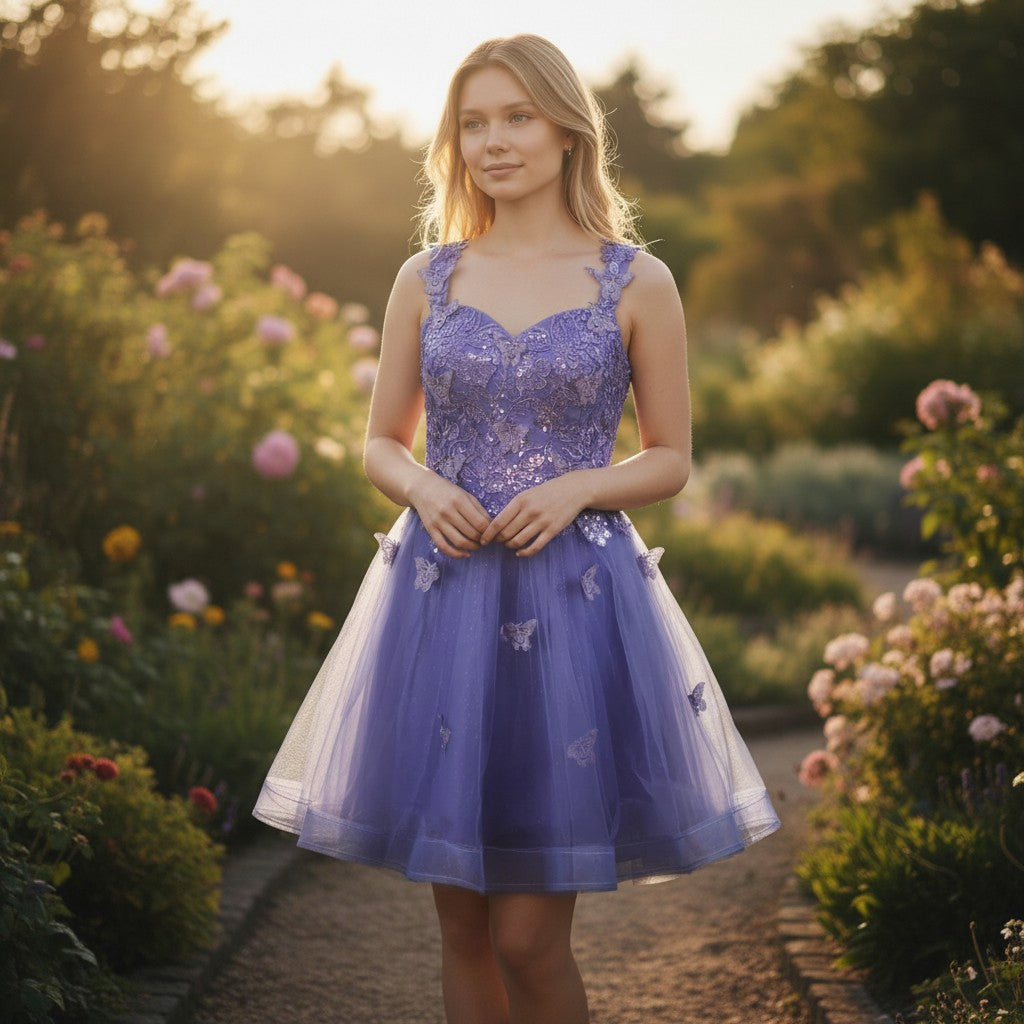 Purple Butterfly Bliss: A Dreamy Dress for Enchanting Moments