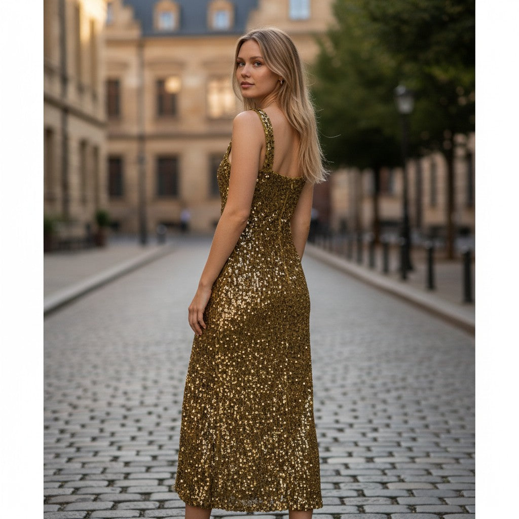Glamorous Gold Sequin Maxi Dress - Shine Like You Mean It!