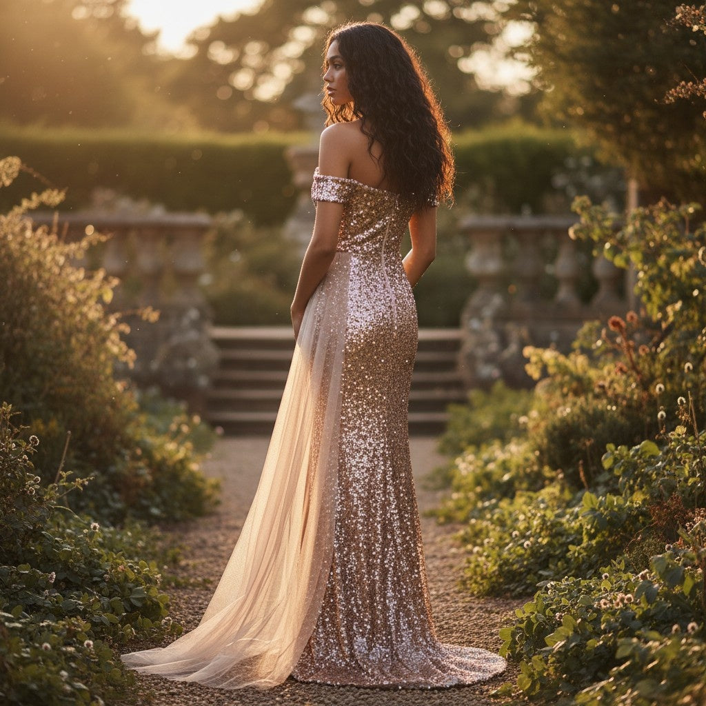 Starlit Glamour: Sparkling Mermaid Evening Gown