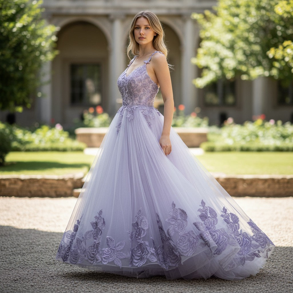 Lavender Dreamscape Ball Gown: Dance Like No One's Watching!