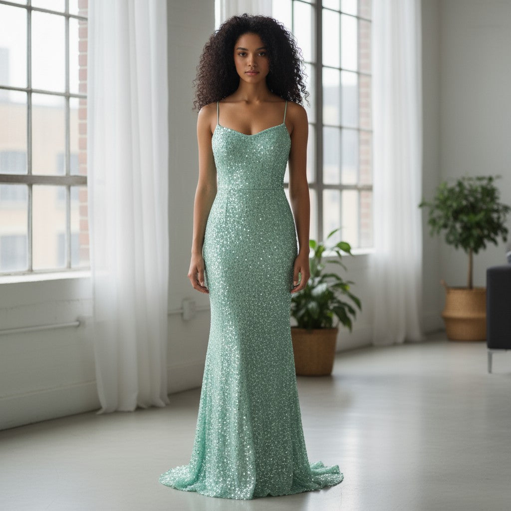 Aqua Shimmer Mermaid Gown: Dazzle & Dance the Night Away